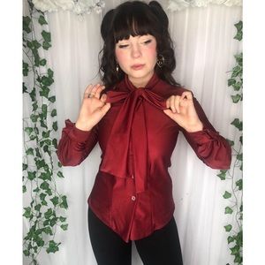 Maroon vintage pussy bow top ❤️